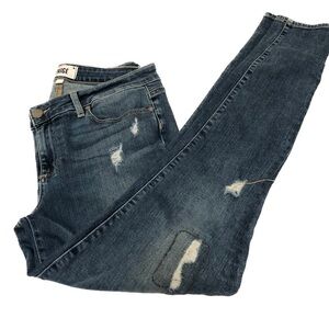 Paige Grunge Boho Distressed Skinny Ultra Low Rise Verdugo Jeans Medium Wash 31
